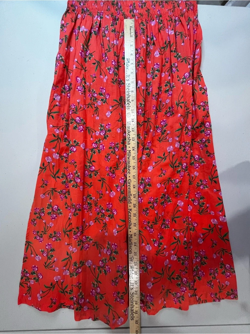 J. Crew Orange Floral Maxi Skirt with Smocked Waist